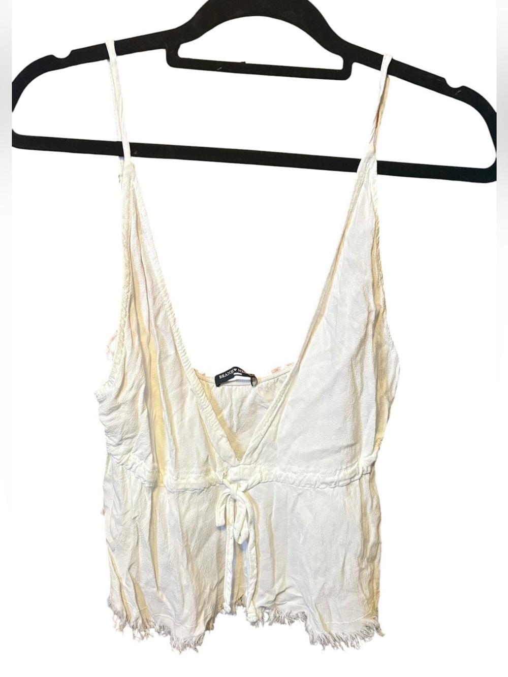 Brandy Melville Off White Tie Front Peplum Cami Top One Size Coquette Boho
